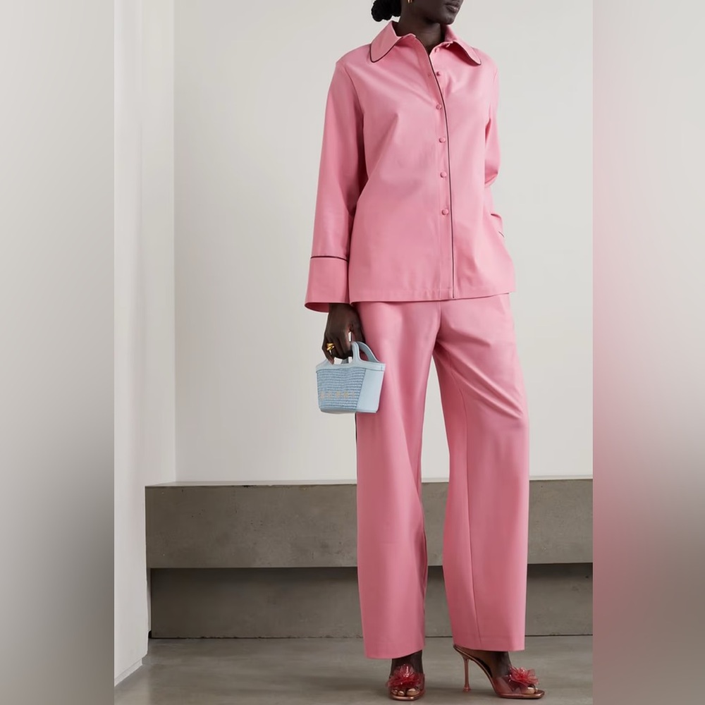 SET SLEEPER Off The Duty piped crepe pajama shirt and pants
